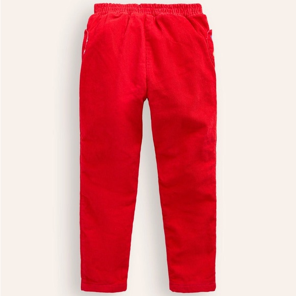 Mini Boden Bright Red Corduroy pants with floral embroidery NWT size 3-4Y - Picture 2 of 10